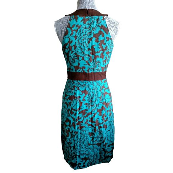 Eliza J Halter Dress Brown Turquoise Floral Linen Rayon 4 - Picture 3 of 8